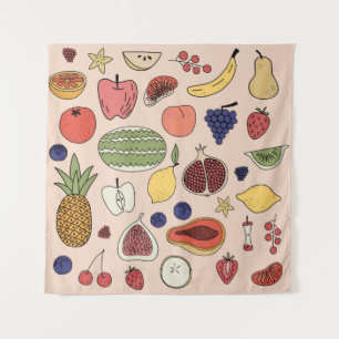 Fruit hand drawn pattern tapestry