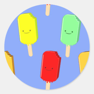 Fruit Ice Pop Pattern Classic Round Sticker