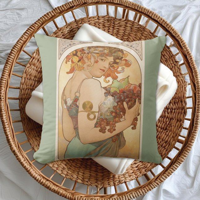 Fruit Illustration Alphonse Mucha Throw Pillow (Creator Uploaded)