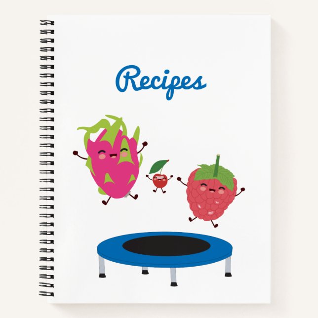 Fruit Jumping On Trampoline Recipes Notebook (Front)