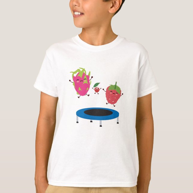 Fruit Jumping On Trampoline T-Shirt (Front)