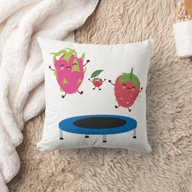 Fruit Jumping On Trampoline   Throw Pillow (Blanket)