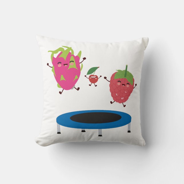 Fruit Jumping On Trampoline   Throw Pillow (Front)