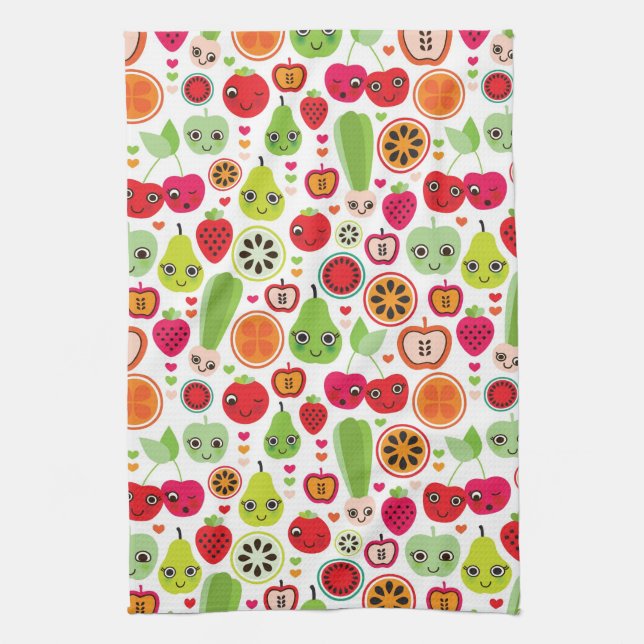 fruit kids illustration apple kitchen towel (Vertical)