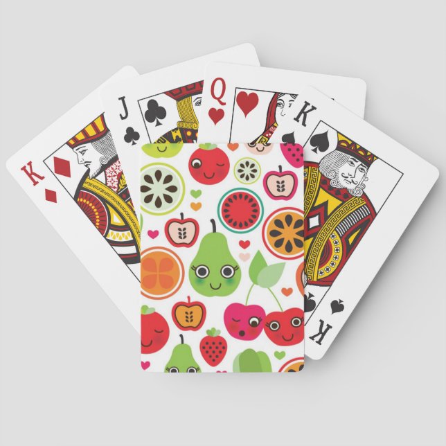fruit kids illustration apple playing cards (Back)