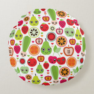 fruit kids illustration apple round pillow