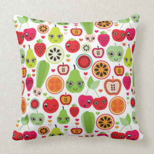 fruit kids illustration apple throw pillow