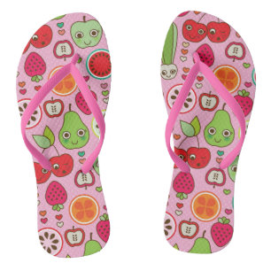fruit kitchen illustration pattern flip flops