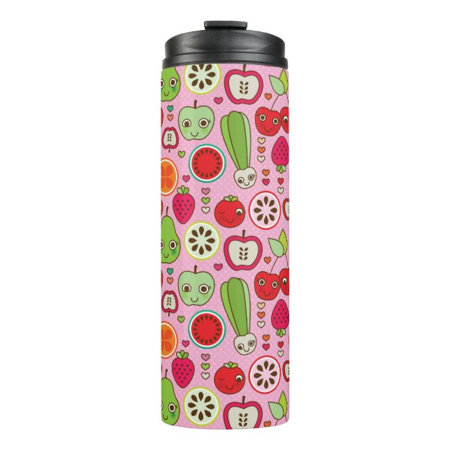 fruit kitchen illustration pattern thermal tumbler (Front)