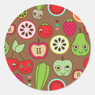 Fruit Kitchen Pattern Classic Round Sticker