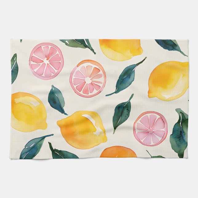 Fruit Lemon Leaf Farmhouse Decor Kitchen Towel (Horizontal)
