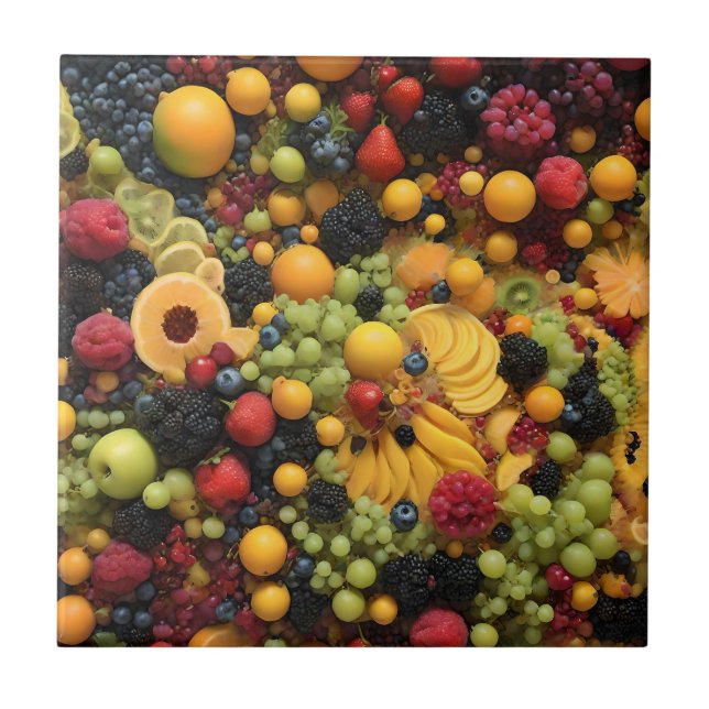 Fruit Lovers Delight Colorful Fruit Platter, Tile (Front)