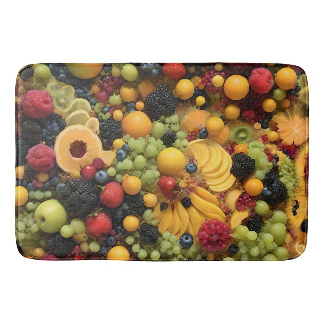 Fruit Lovers Delight Colorful Platter,  Bath Mat (Front)