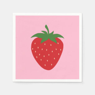 Fruit Market Pink Strawberry Food Art Modern Decor Napkin