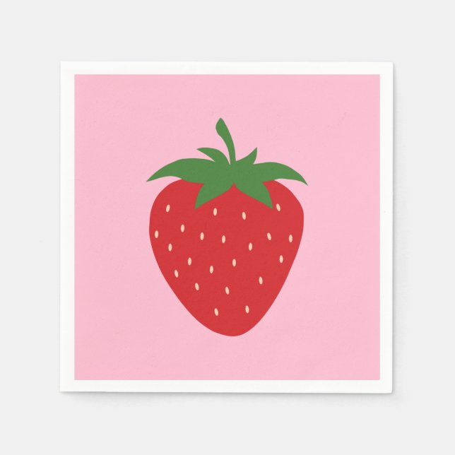 Fruit Market Pink Strawberry Food Art Modern Decor Napkin (Front)