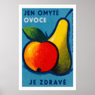 Fruit Matchbox Print Vintage Czech Wall Art