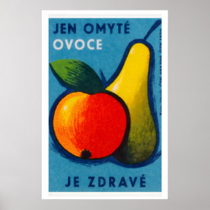 Fruit Matchbox Print Vintage Czech Wall Art