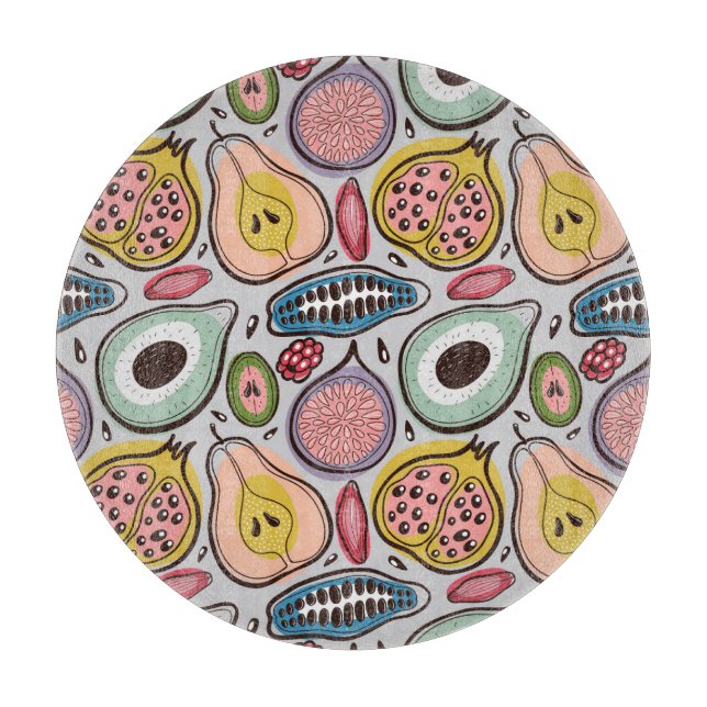 Fruit Medley: Vibrant Seamless Pattern Cutting Board (Front)