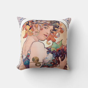 Fruit, Mucha Throw Pillow