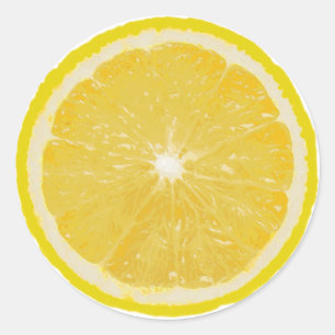 Fruit Note Round Sticker - Lemon