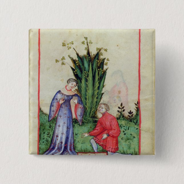 Fruit of Mandrake, from' Tacuinum Sanitatis' 2 Inch Square Button (Front)