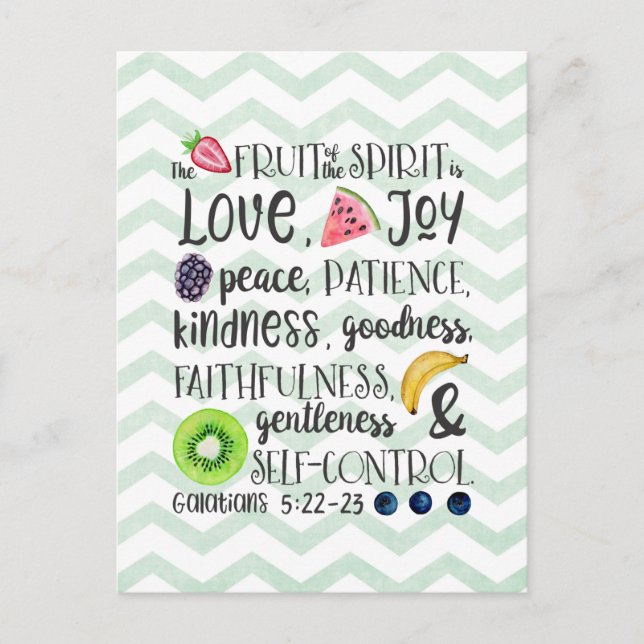 Fruit of the Spirit, Bible Verse Christian Postcard (Front)