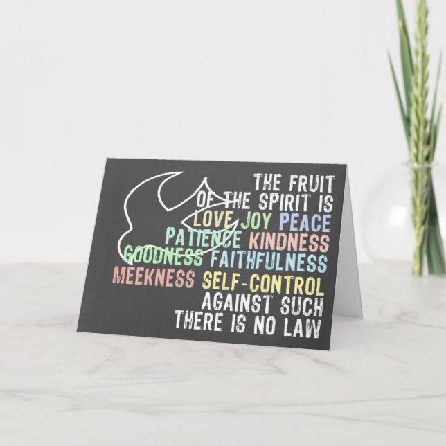 Fruit of the Spirit Chalkboard Look Bible Verse Thank You Card (Front)