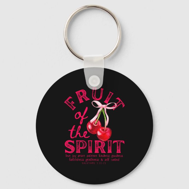 Fruit Of The Spirit Christian Coquette Pink Bow Ch Keychain (Front)