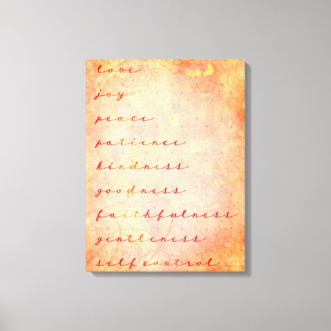 Fruit of the Spirit Christian in Tangerine Canvas Print (Front)