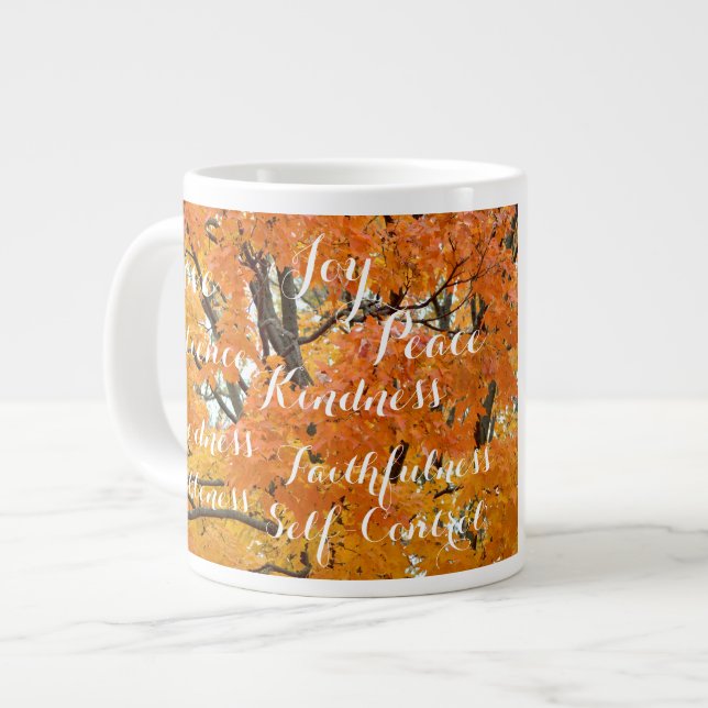 Fruit of the Spirit, Inspirational Christian Fall Large Coffee Mug (Front Left)