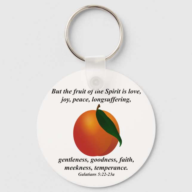 Fruit of the Spirit Peach / Apricot Bible Verse Keychain (Front)