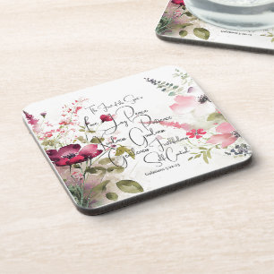 Fruit of the Spirit pink floral Coaster