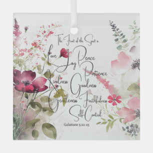 Fruit of the Spirit pink floral Glass Ornament