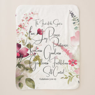 Fruit of the Spirit pink floral Sherpa Blanket