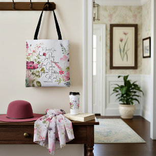 Fruit of the Spirit pink floral Tote Bag