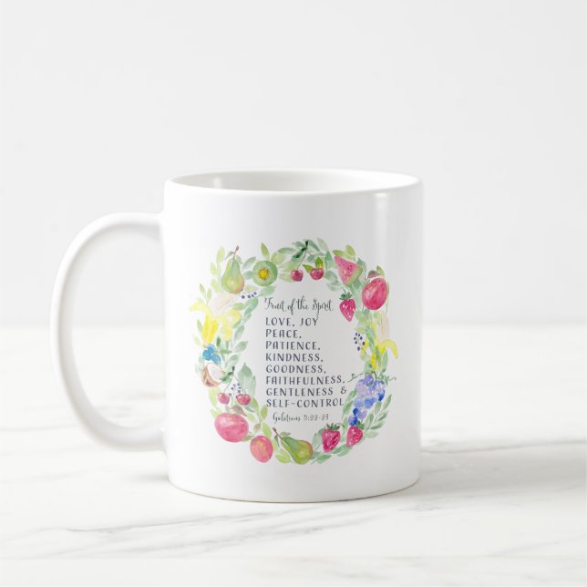 Fruit Of the Spirit Watercolor Artwork Coffee Mug (Left)