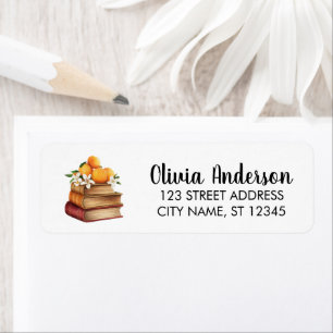 Fruit Orange and books Return Address Label      