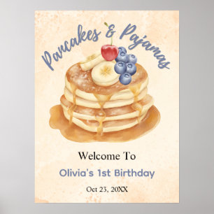 Fruit Pancakes and Pyjamas 1st Birthday Welcome Poster