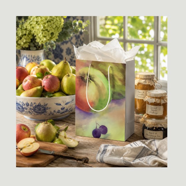 Fruit Pattern Apples & Grapes | Gift Bag (Homemade Orchard Goodness. Gift Bag for Birthdays, Housewarmings.  Apples, Pears & Blueberries.)