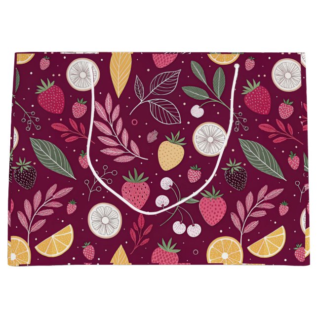 Fruit Pattern Gift Bag – JoyCrys Purple Series (Front)