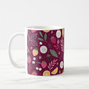 Fruit Pattern Mug – Deep Plum Aesthetic Cup by Joy