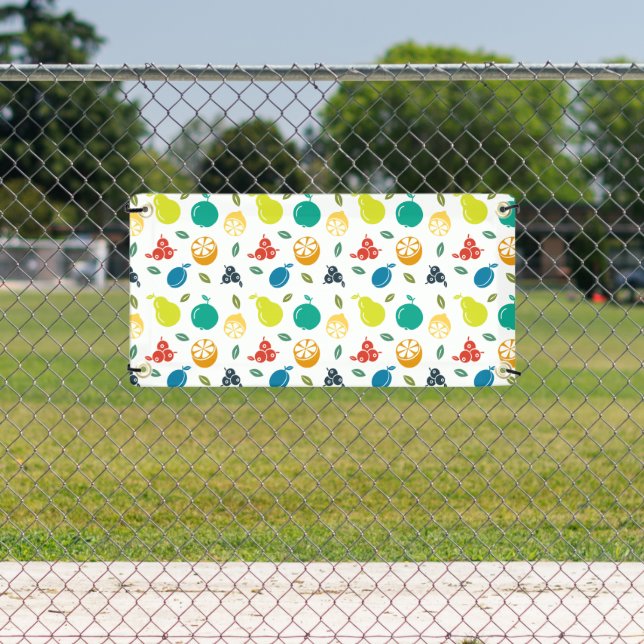 Fruit Pattern, Plum, Orange, Lemon, Pear, Apple Banner (Insitu)