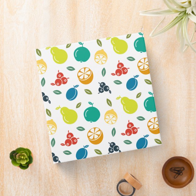 Fruit Pattern, Plum, Orange, Lemon, Pear, Apple Binder (In Situ)