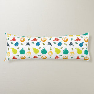 Fruit Pattern, Plum, Orange, Lemon, Pear, Apple Body Pillow