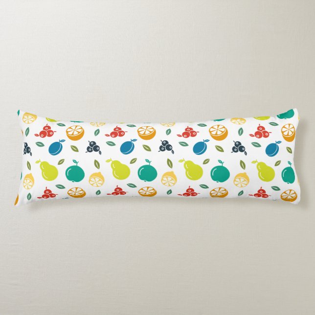 Fruit Pattern, Plum, Orange, Lemon, Pear, Apple Body Pillow (Front)