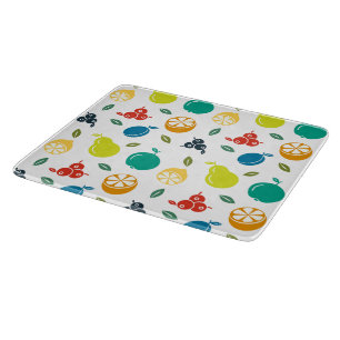 Fruit Pattern, Plum, Orange, Lemon, Pear, Apple Cutting Board