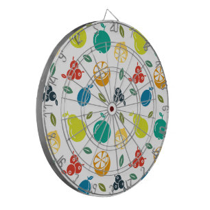 Fruit Pattern, Plum, Orange, Lemon, Pear, Apple Dartboard