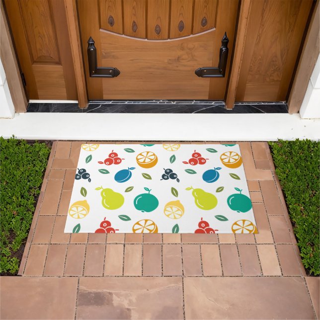 Fruit Pattern, Plum, Orange, Lemon, Pear, Apple Doormat (Outdoor)