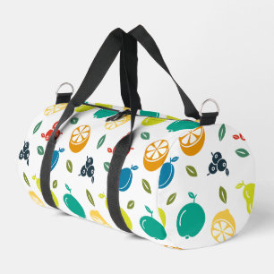 Fruit Pattern, Plum, Orange, Lemon, Pear, Apple Duffle Bag