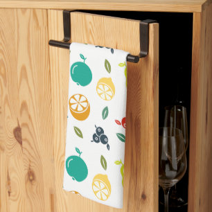 Fruit Pattern, Plum, Orange, Lemon, Pear, Apple Kitchen Towel